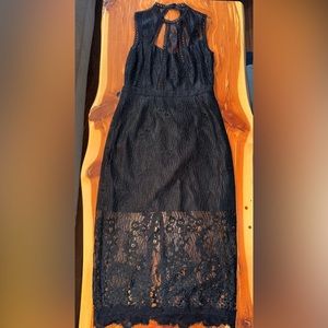 Black Alexis Lace Halter Dress, Size Medium